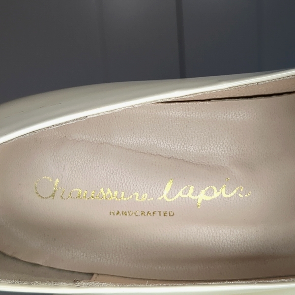 Leather Loafer Style Heels Cream and Wood by Chaussure Lapin - Picture 5 of 10